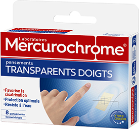 Mercurochrome, Pansements transparents doigts