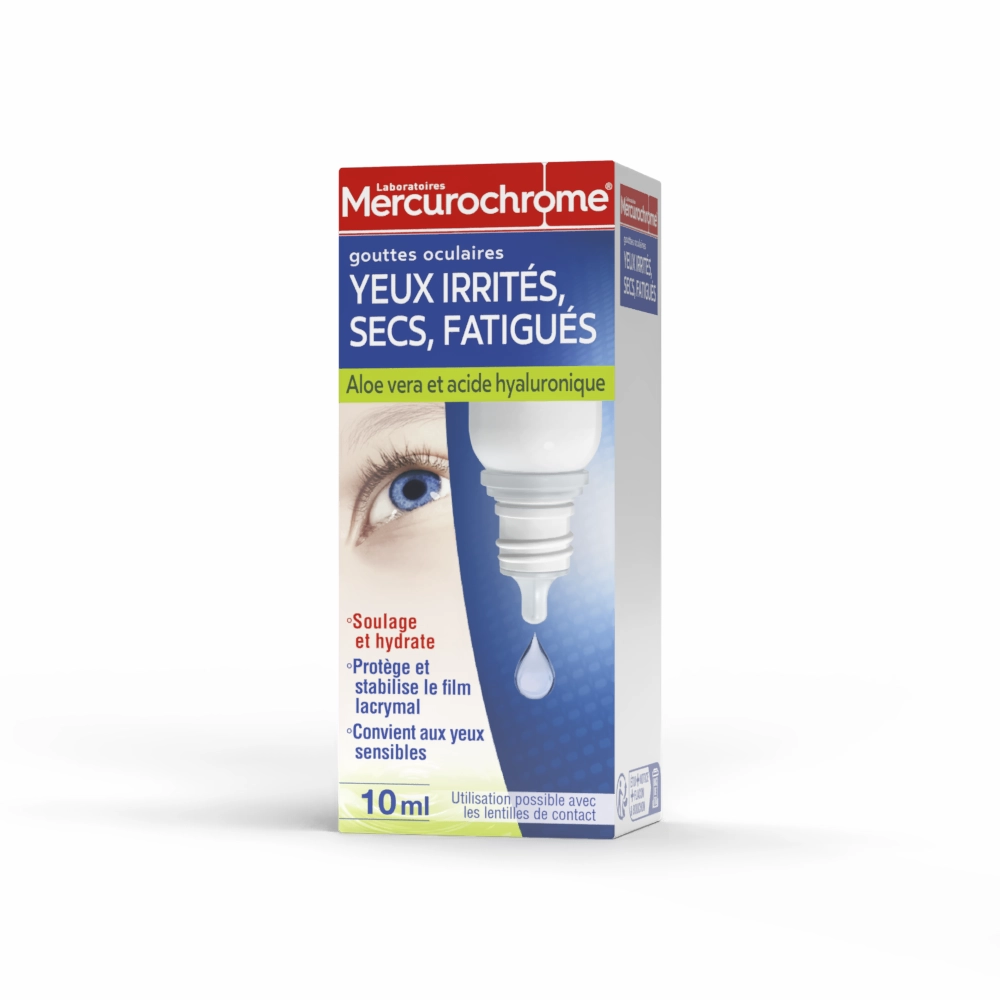 gouttes oculaires yeux irrites secs fatigues 10 ml