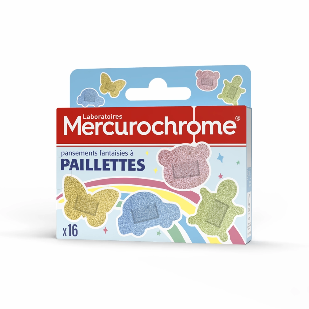 pansements fantaisies a paillettes boite de 16 pansements